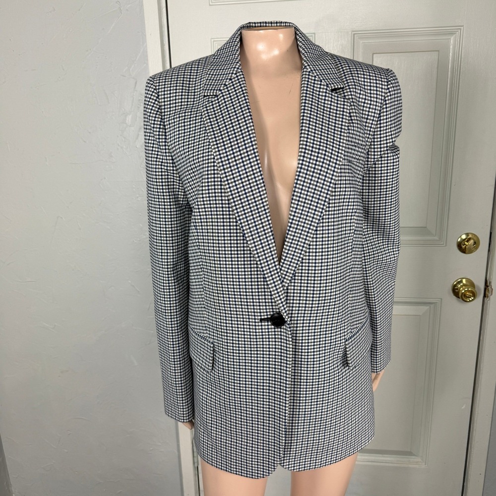 Madewell Kline Womens Jacket 10 Blazer NS387 Plaid Button Viscose wool C3-30